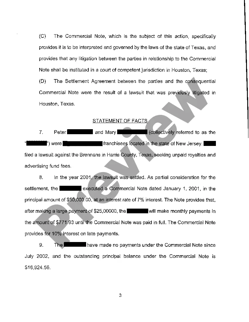 Preview A01 First Original Petition for Breach of Promissory Note