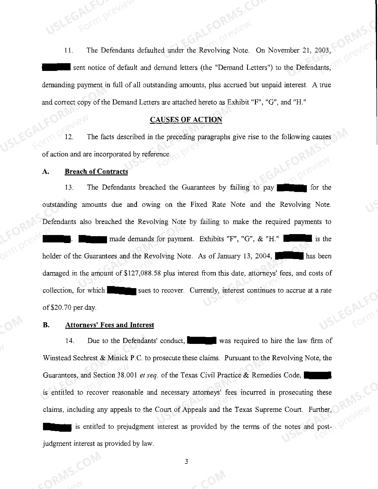 Preview A01 Plaintiffs Original Petition for Breach of Promissory Note