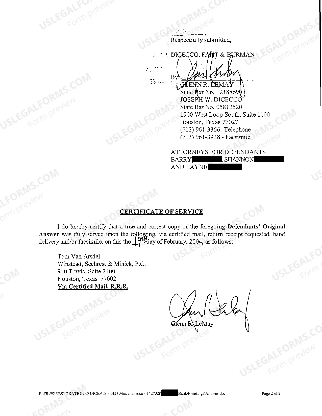 Preview A02 Defendants Original Answer