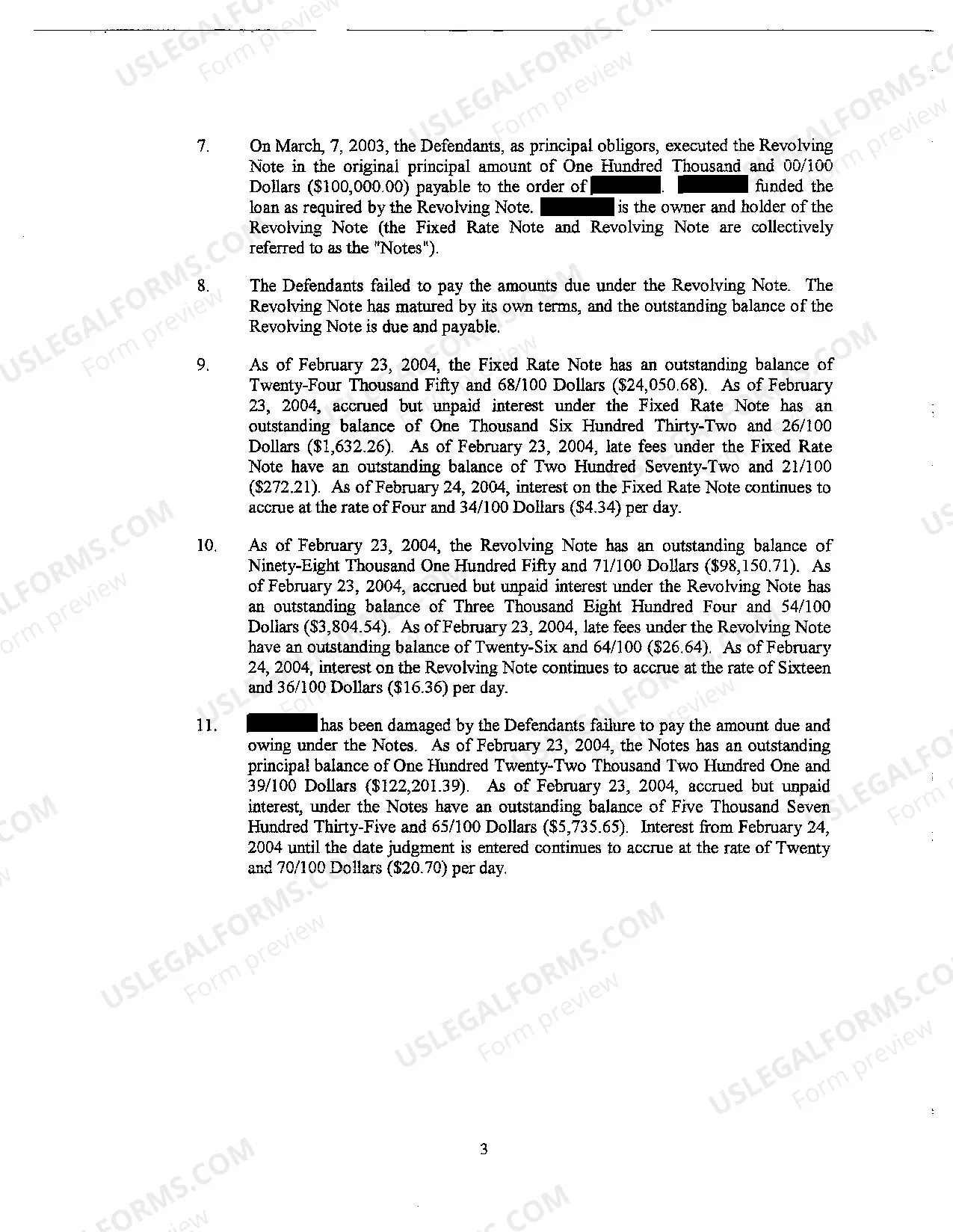 Preview A07 Affidavit of Plaintiff detailing debt owed