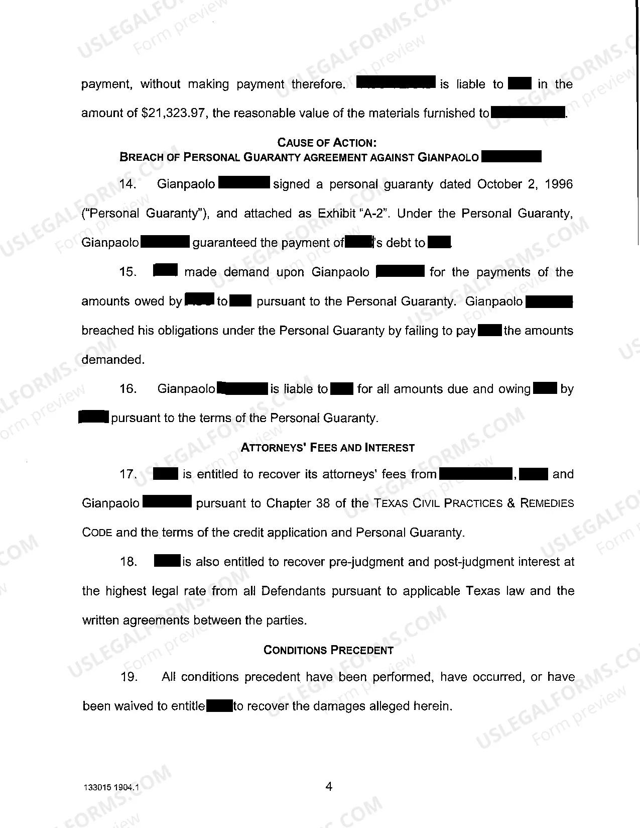 Preview A01 Plaintiff's Original Petition regarding Collection of Payment for Goods