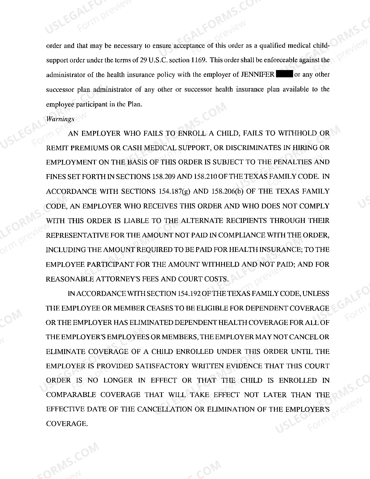 Preview A03 Medical Child Support Order