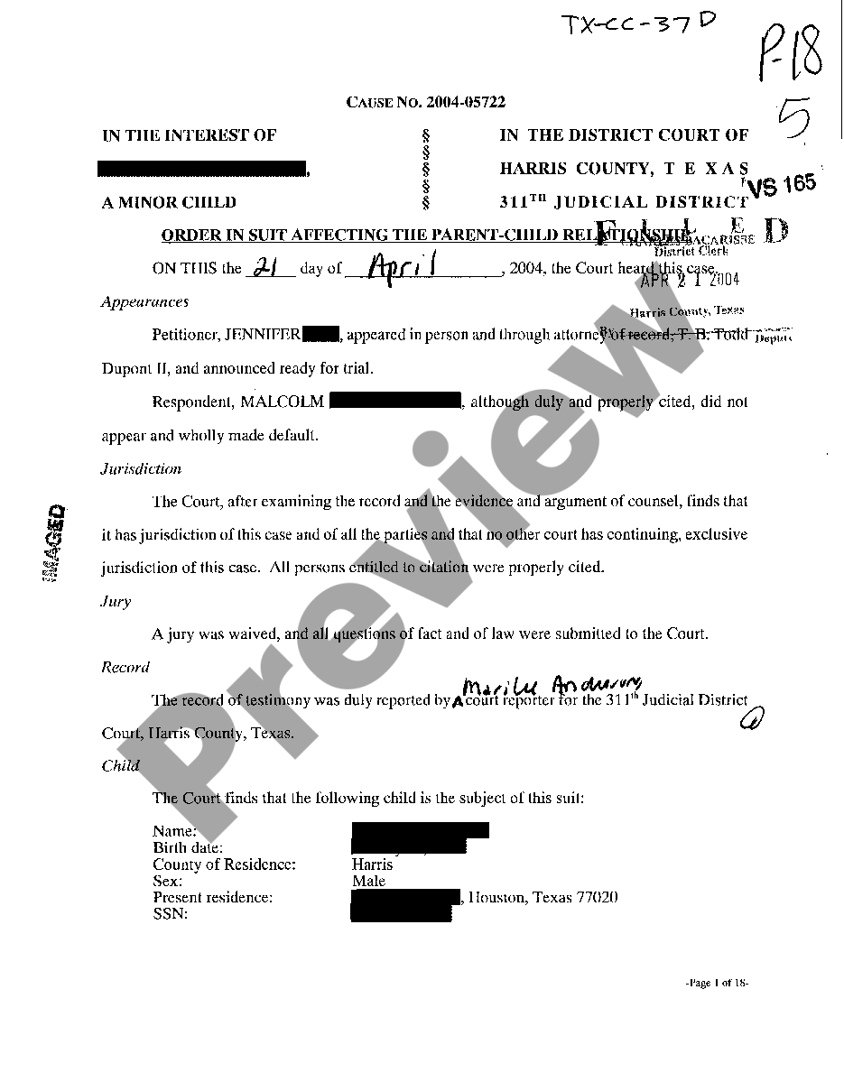 Suit Affecting Parent-child Relationship Form | US Legal Forms