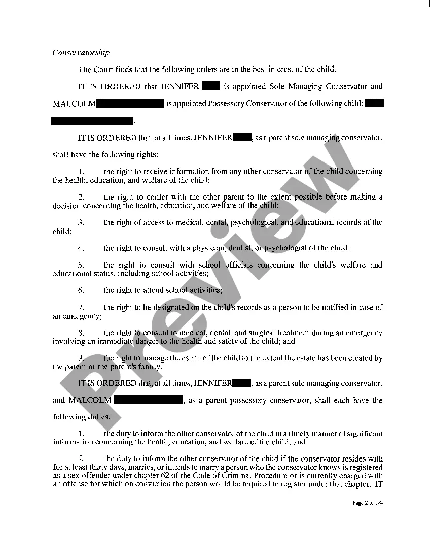 Preview A05 Order in Suit Affecting the Parent / Child Relationship
