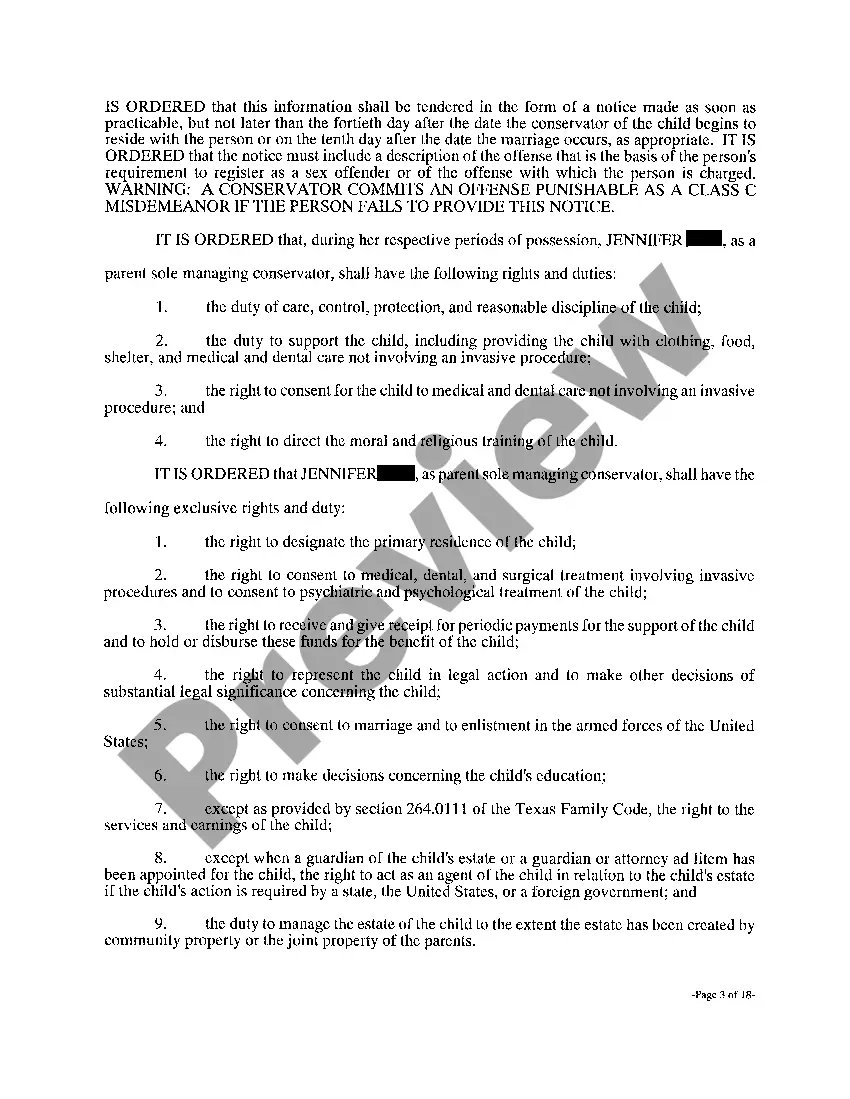 Preview A05 Order in Suit Affecting the Parent / Child Relationship