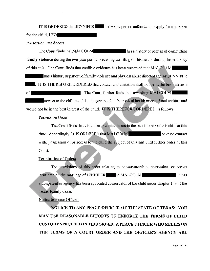 Preview A05 Order in Suit Affecting the Parent / Child Relationship