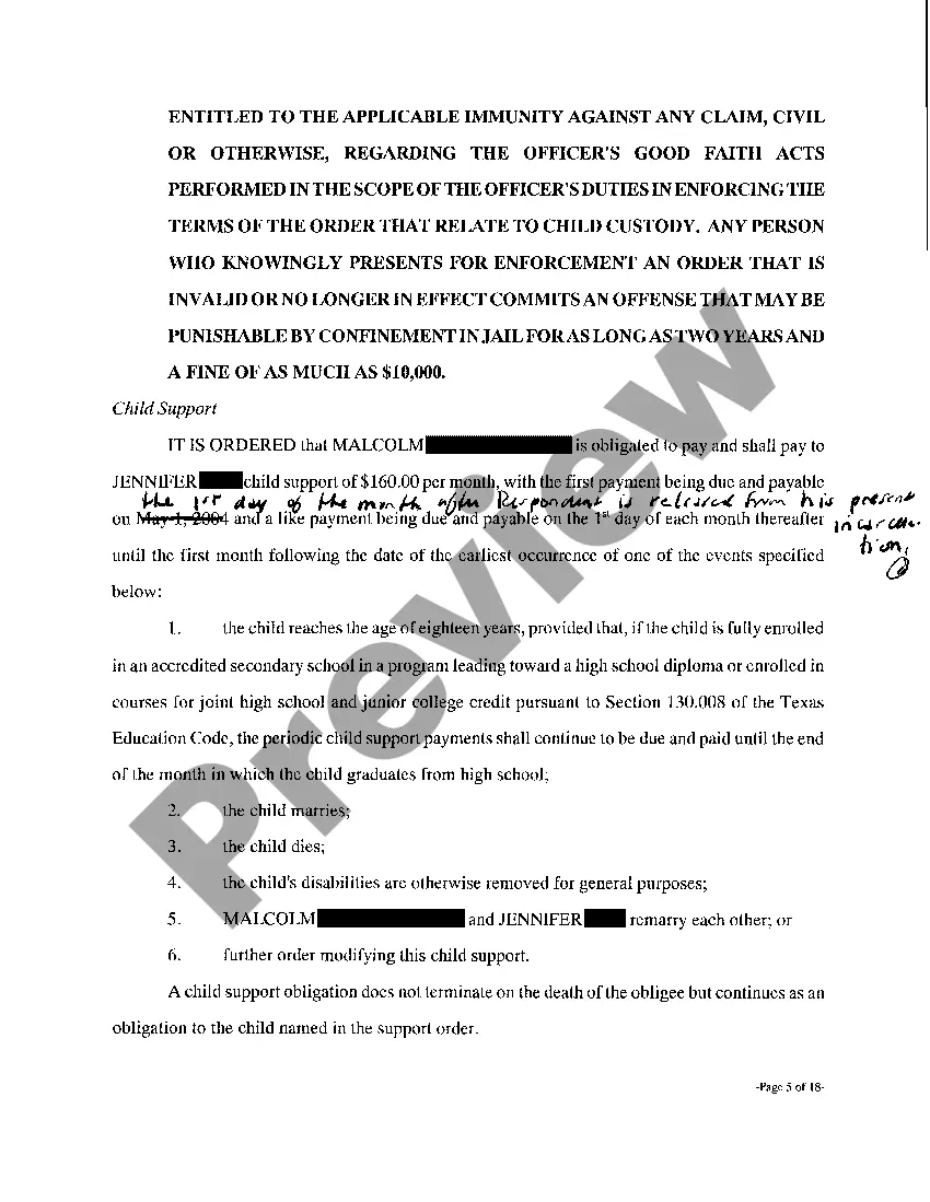 Preview A05 Order in Suit Affecting the Parent / Child Relationship