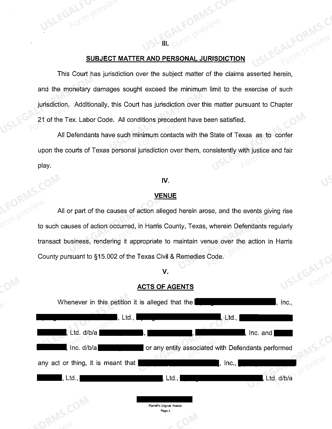 Preview A01 Plaintiff's Original Petition for Negligent Hiring and Assault