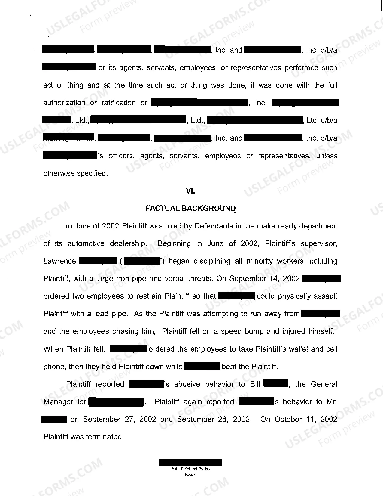 Preview A01 Plaintiff's Original Petition for Negligent Hiring and Assault