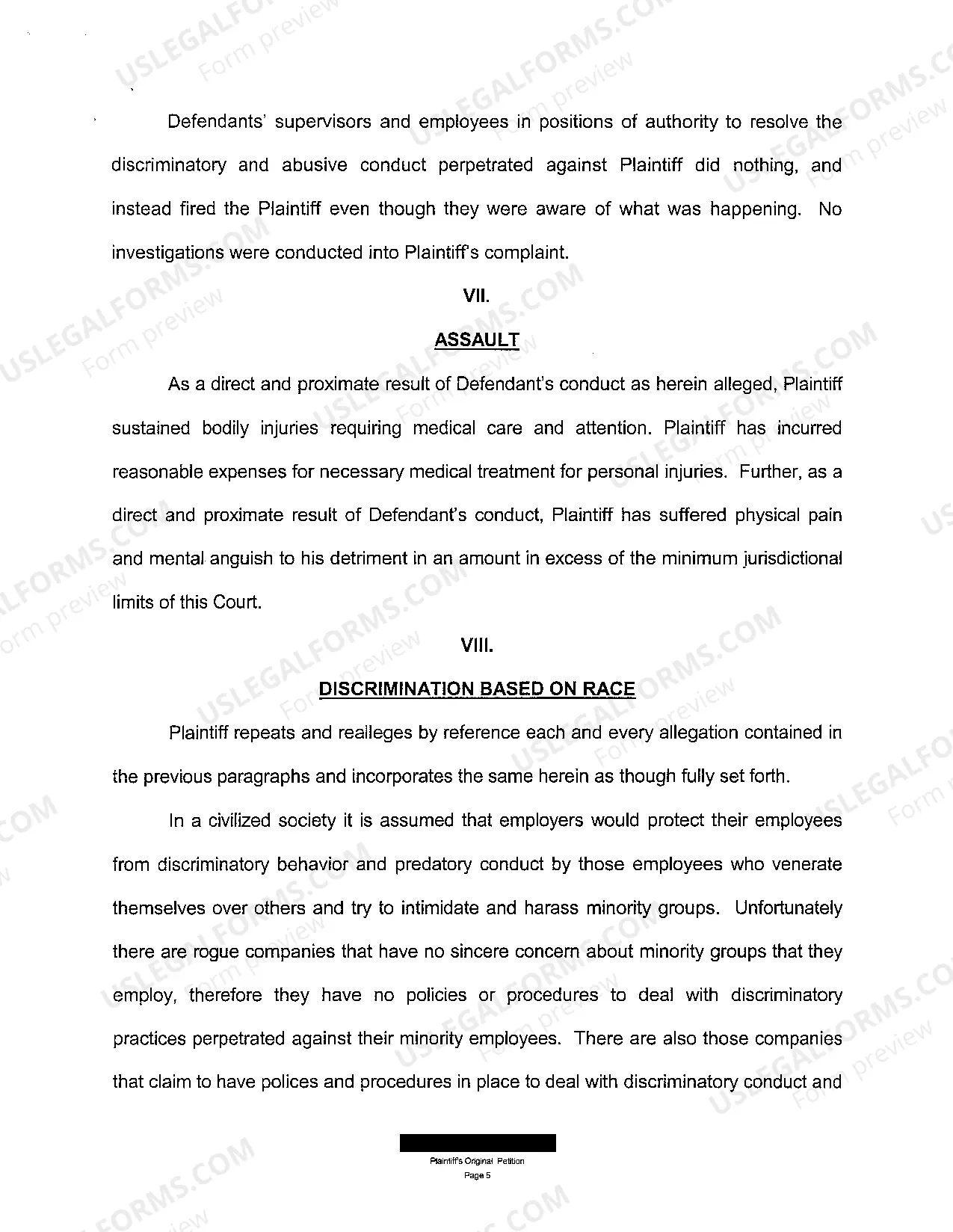 Preview A01 Plaintiff's Original Petition for Negligent Hiring and Assault