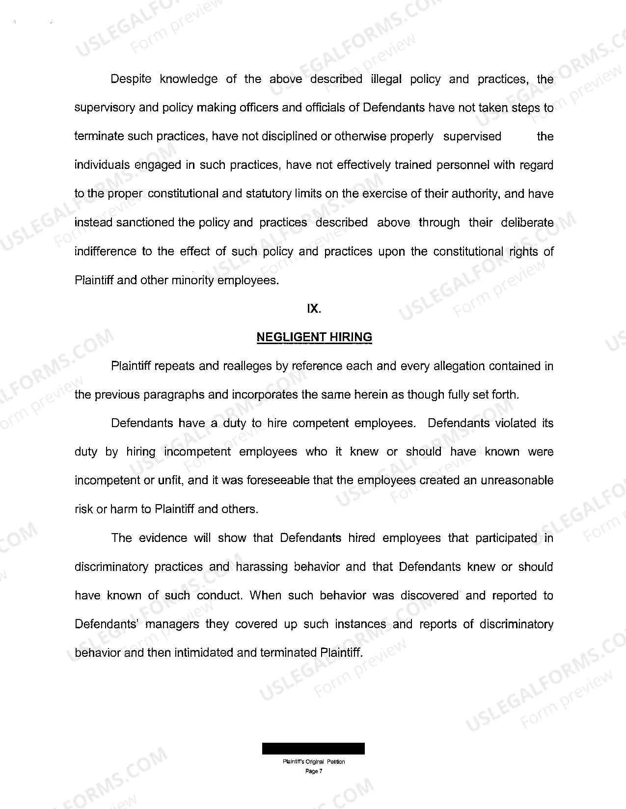 Preview A01 Plaintiff's Original Petition for Negligent Hiring and Assault