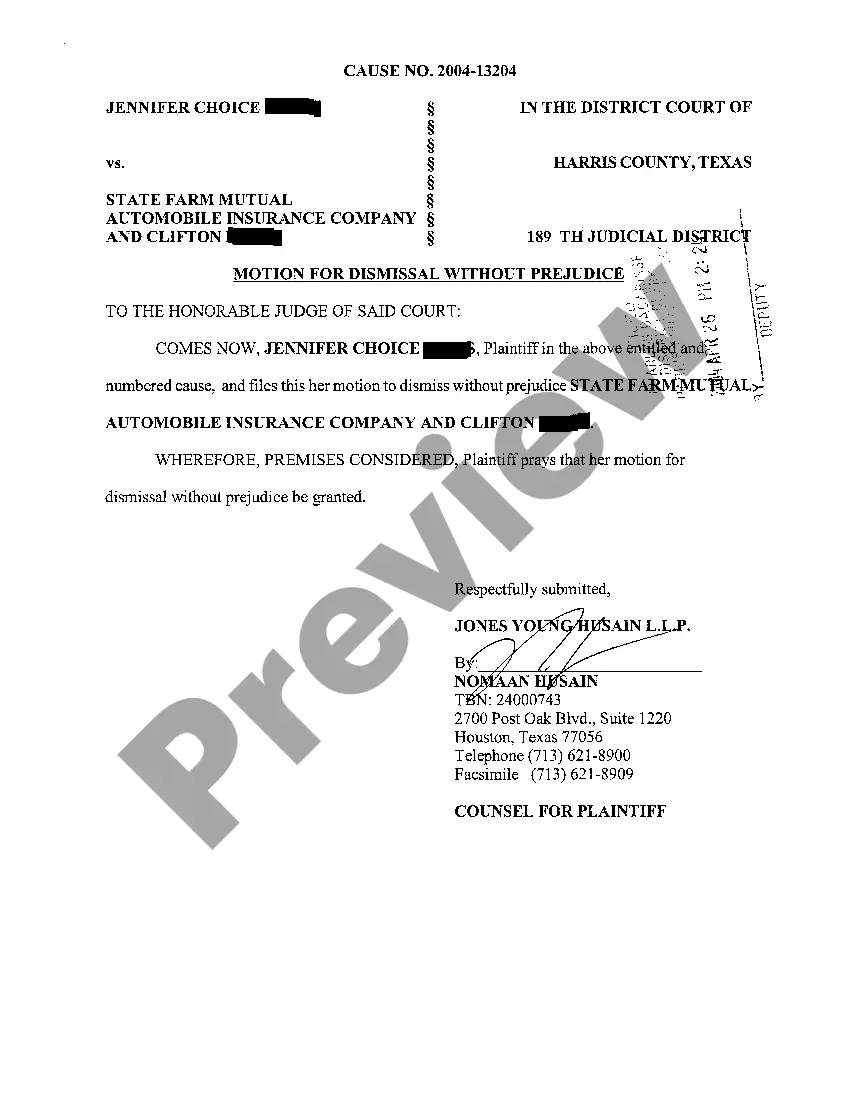 Preview A04 Order for Dismissal without Prejudice