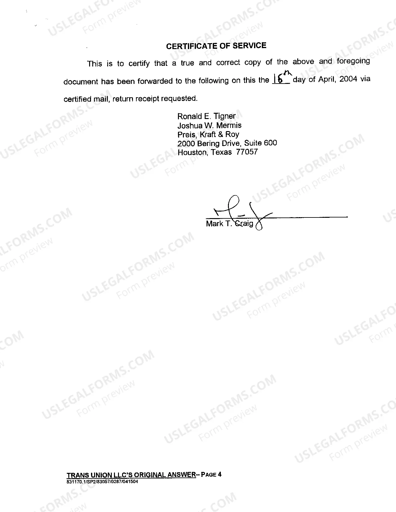 Preview A03 Trans Union LLC's Original Petition
