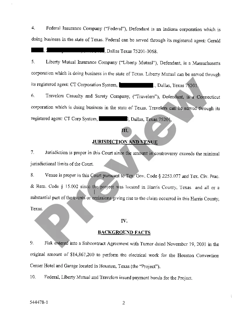 Preview A01 Original Petition for Breach of Bid Contract