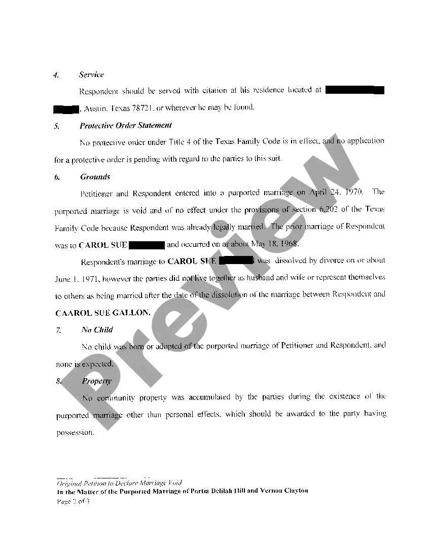 Preview A01 Original Petition To Declare Marriage Void