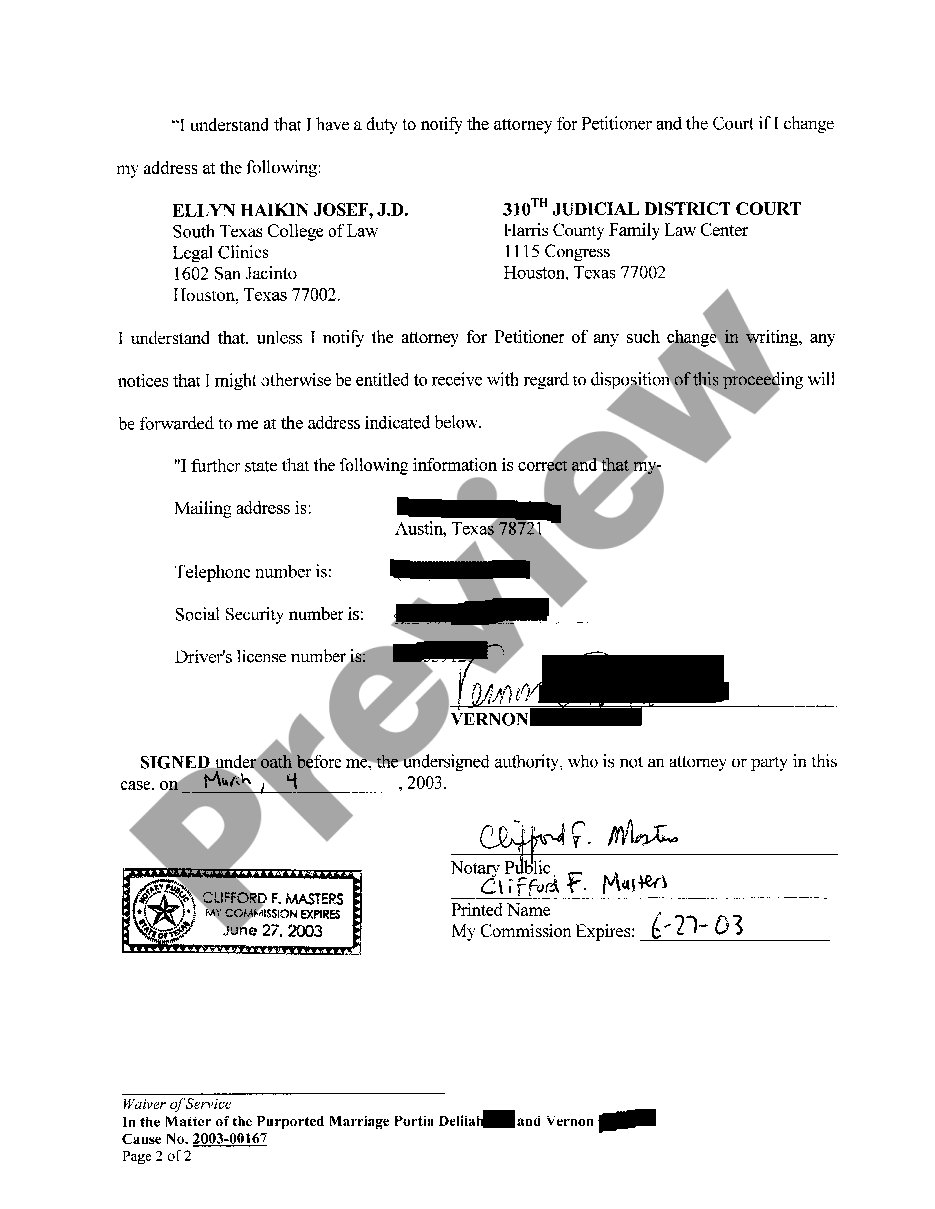 Arlington Texas Waiver of Service | US Legal Forms