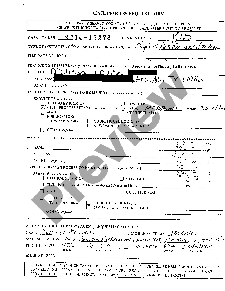 Preview A01 Plaintiff's Original Petition for Automobile Motor Vehicle Accident