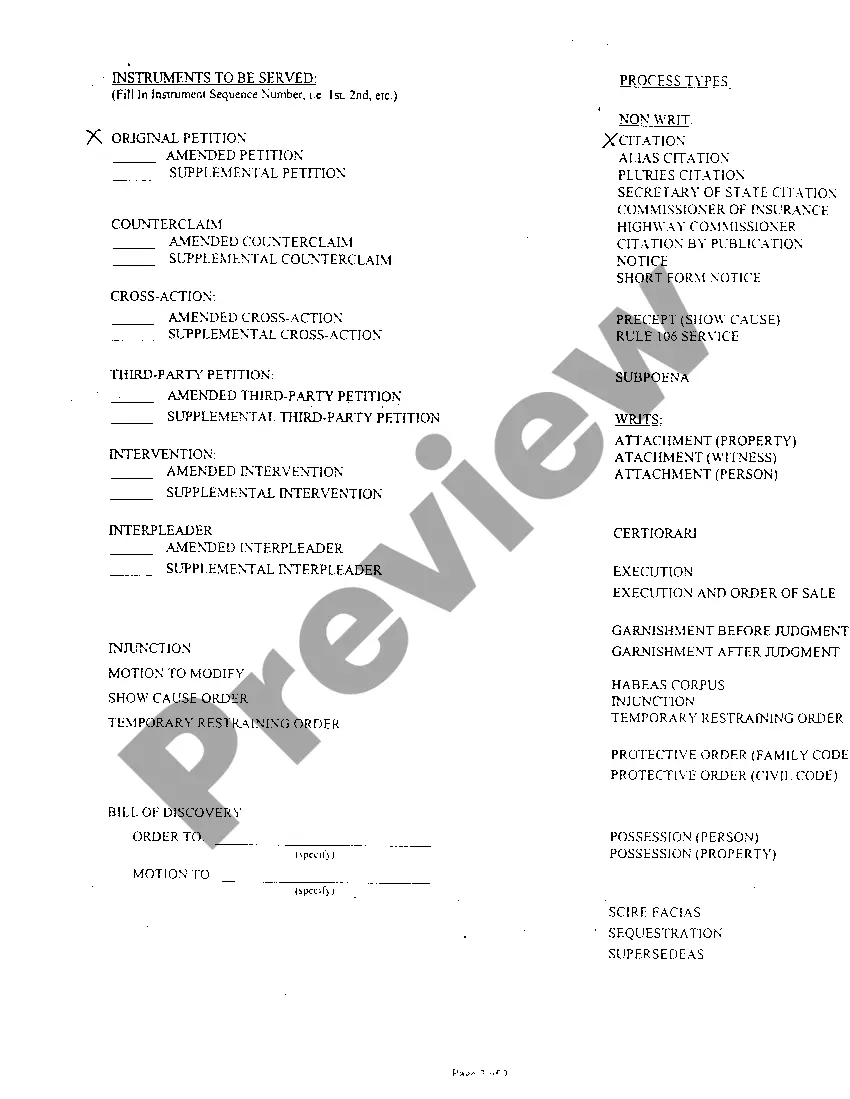 Preview A01 Plaintiff's Original Petition for Automobile Motor Vehicle Accident
