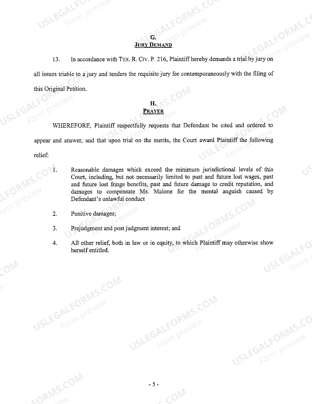 Preview A01 Plaintiffs Original Petition Jury Demand and Request for Disclosure