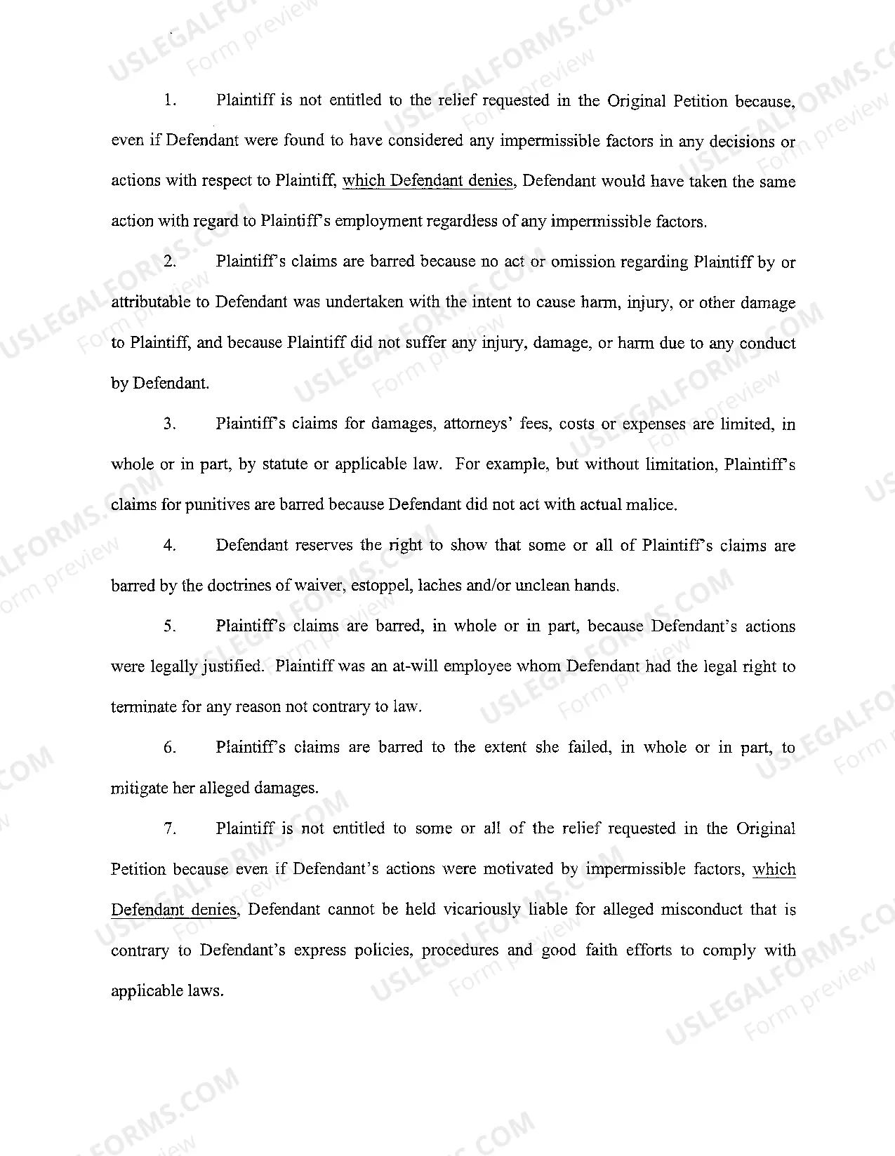 Preview A05 Defendant's Original Answer