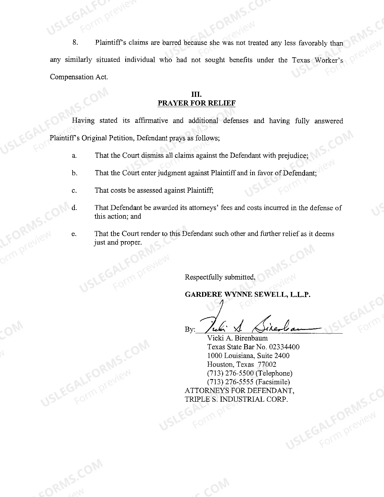 Preview A05 Defendant's Original Answer