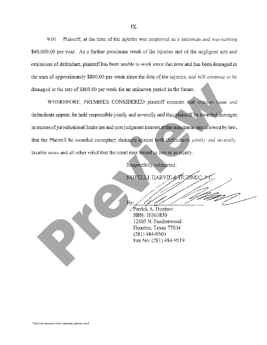 Preview A01 Plaintiff's Original Petition for Products Liability