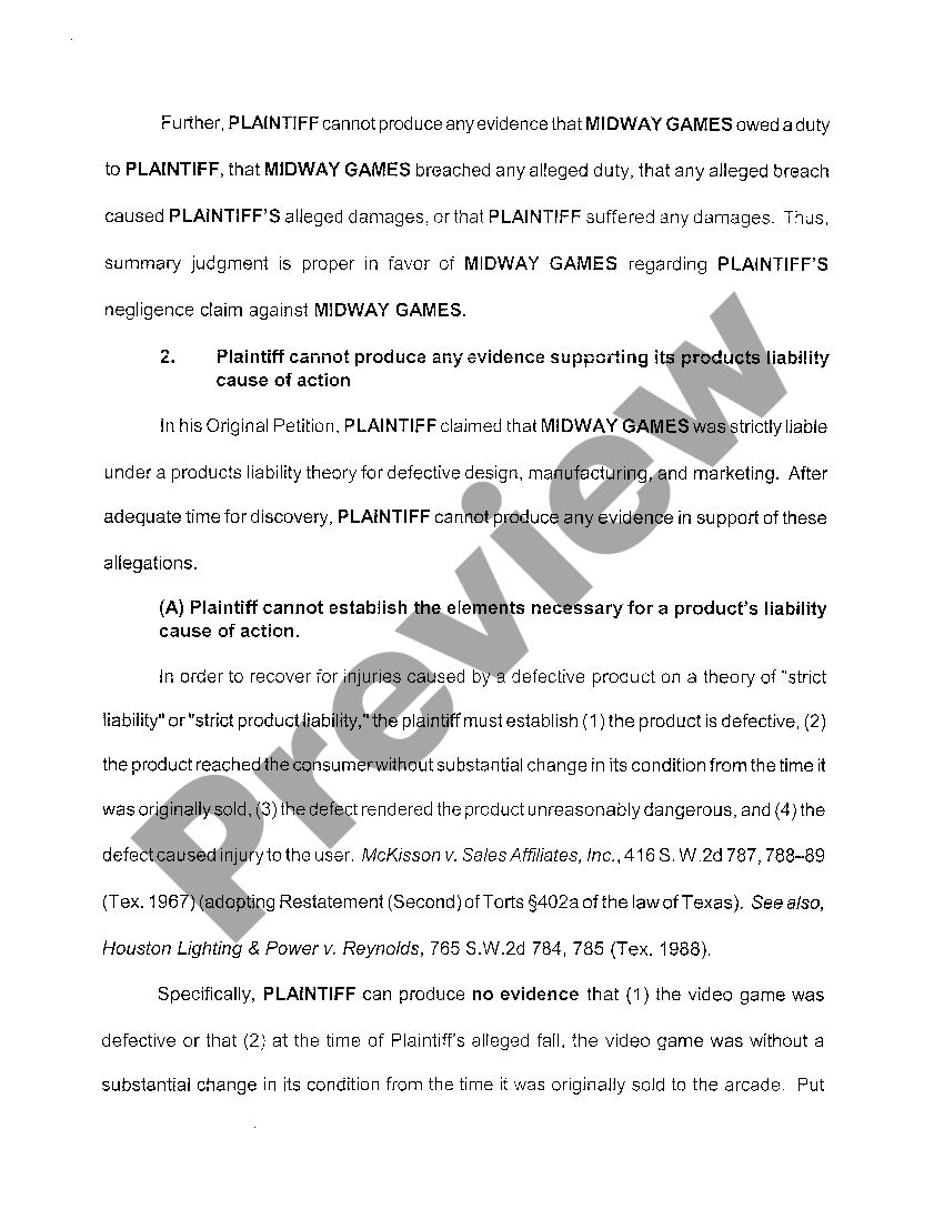 Mesquite Texas Motion for Summary Judgment by one Defendant US Legal