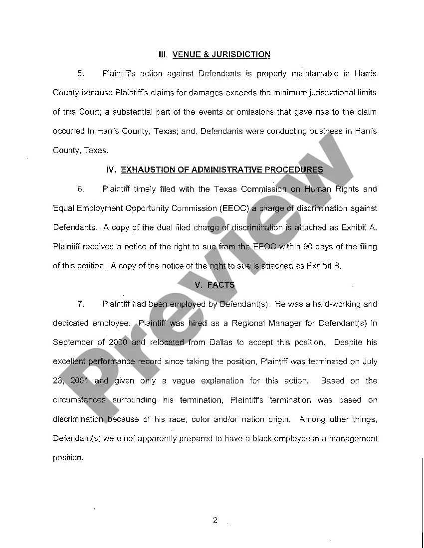 Preview A01 Plaintiff's Original Petition for Discrimination