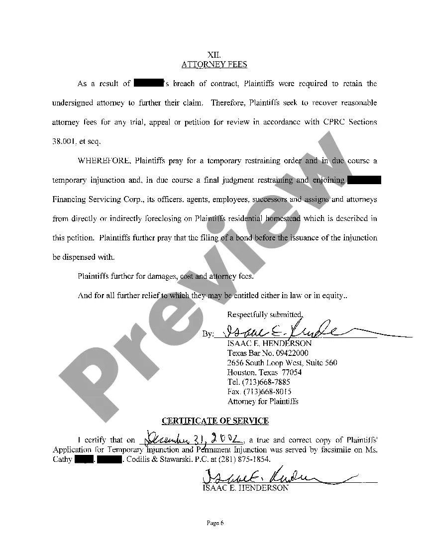 Get A01 Plaintiff's Petition for Injunctive Relief, Fraud and Estoppels regarding Foreclosure Preview A01 Plaintiff's Petition for Injunctive Relief, Fraud and Estoppels regarding Foreclosure