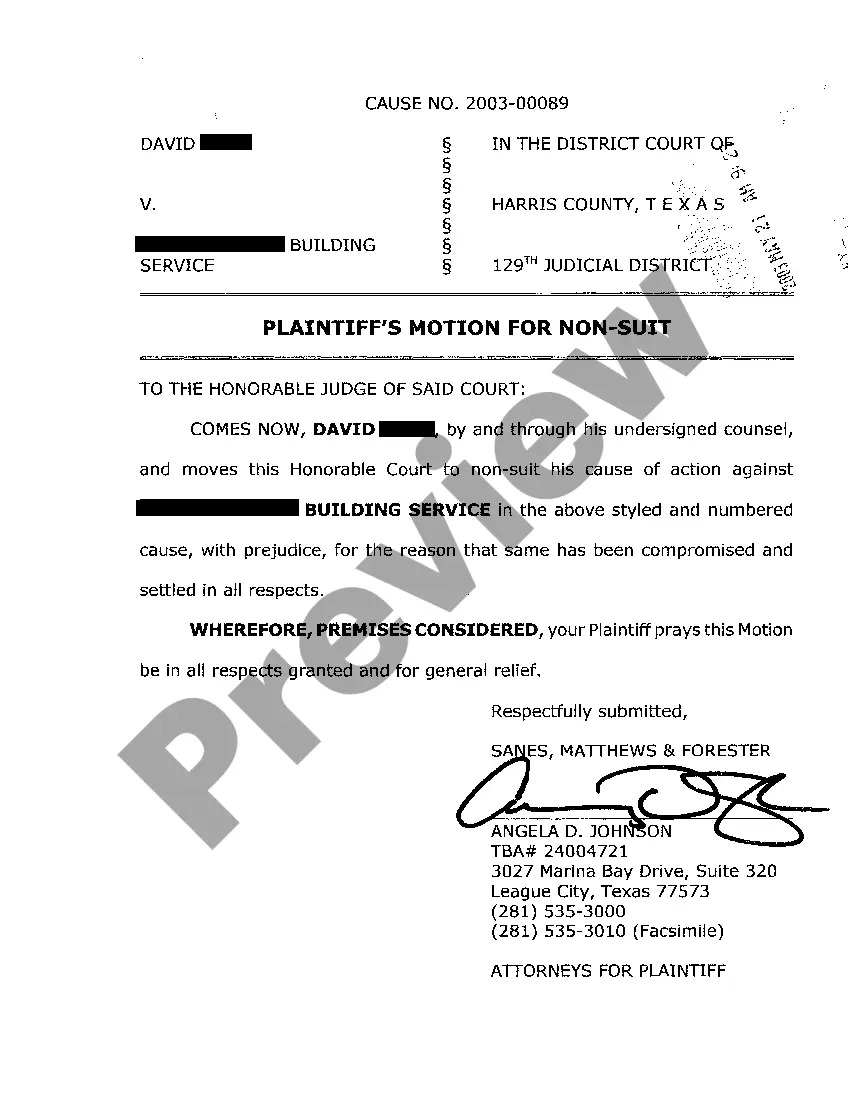 Preview A03 Order of Nonsuit with Prejudice