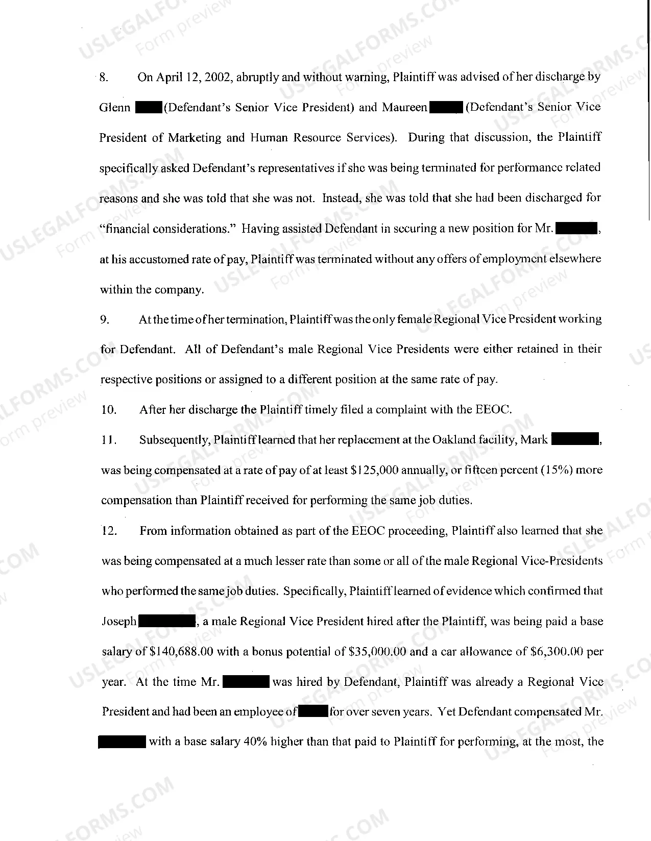 Preview A01 Plaintiff's Original Petition for Employment Termination due to Sex Discrimination