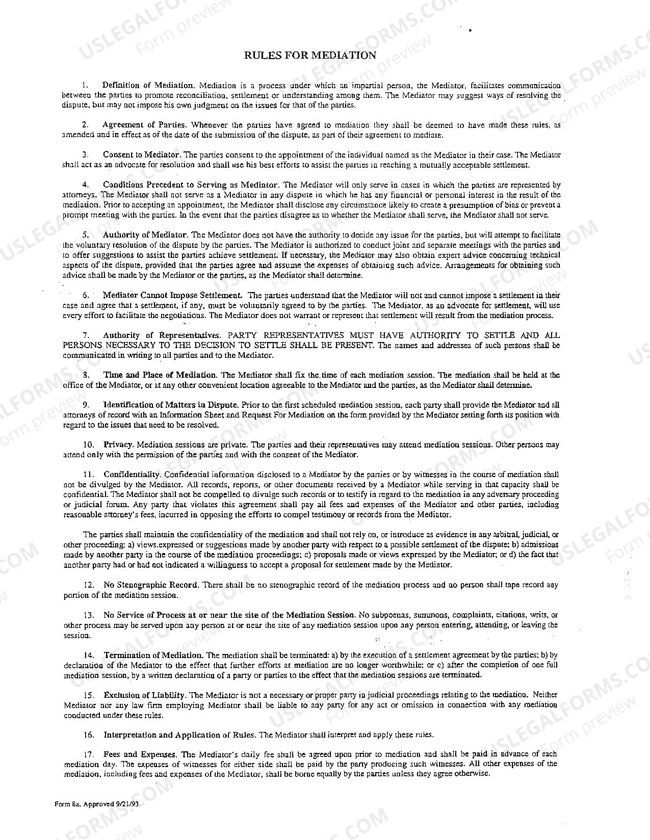 Preview A10 Order of Referral for Mediation