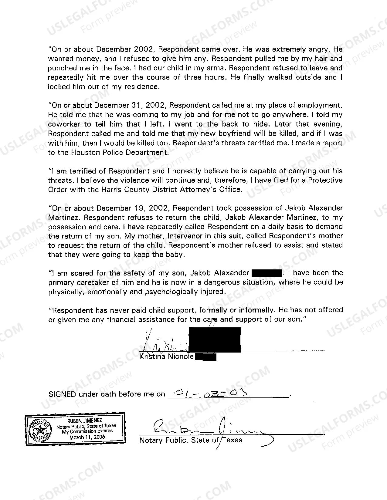 Preview A02 Petitioner's Supporting Affidavit