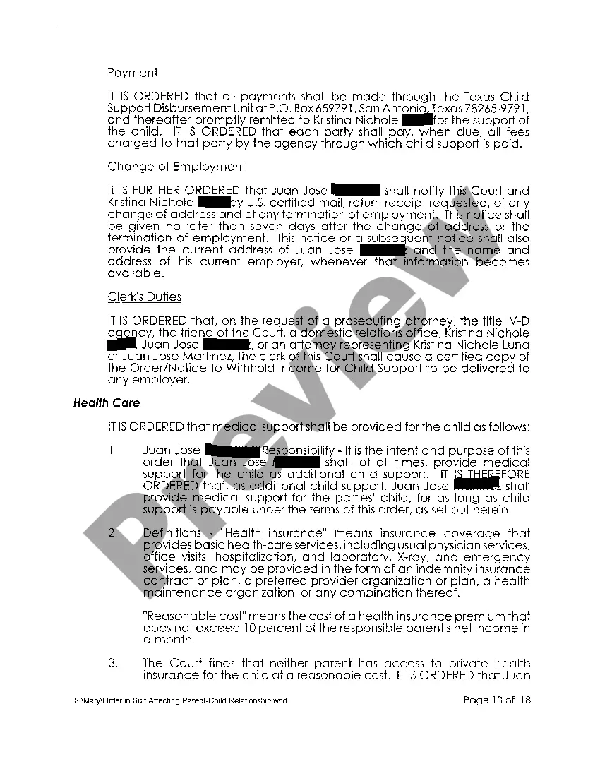 Preview A08 Order in Suit Affecting the Parent / Child Relationship