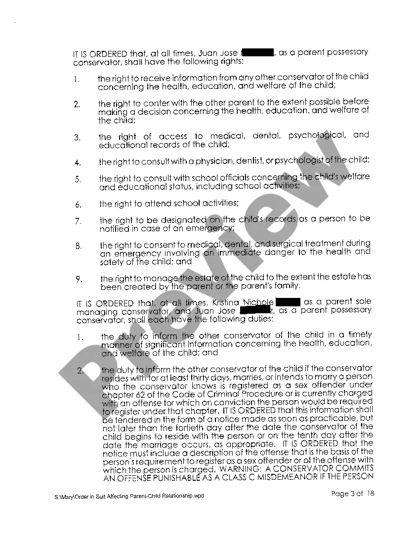 Preview A08 Order in Suit Affecting the Parent / Child Relationship
