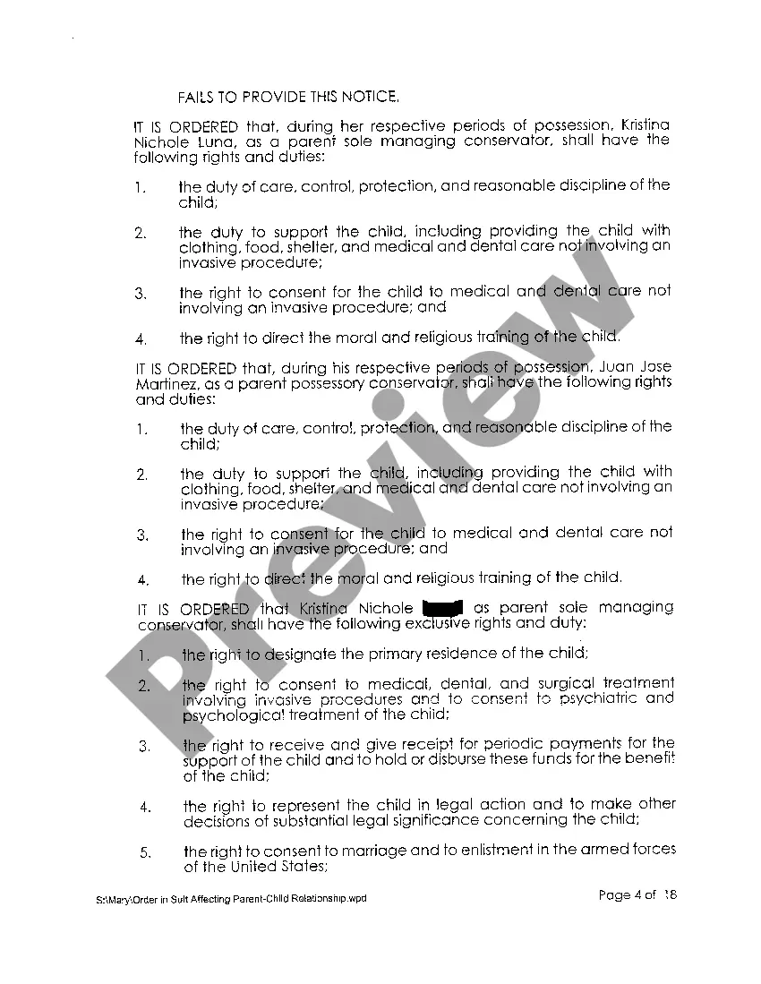 Preview A08 Order in Suit Affecting the Parent / Child Relationship