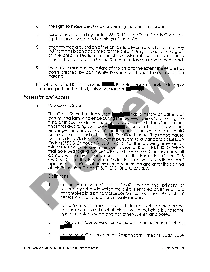 Preview A08 Order in Suit Affecting the Parent / Child Relationship