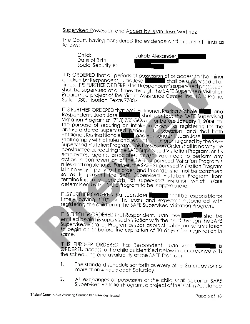 Preview A08 Order in Suit Affecting the Parent / Child Relationship