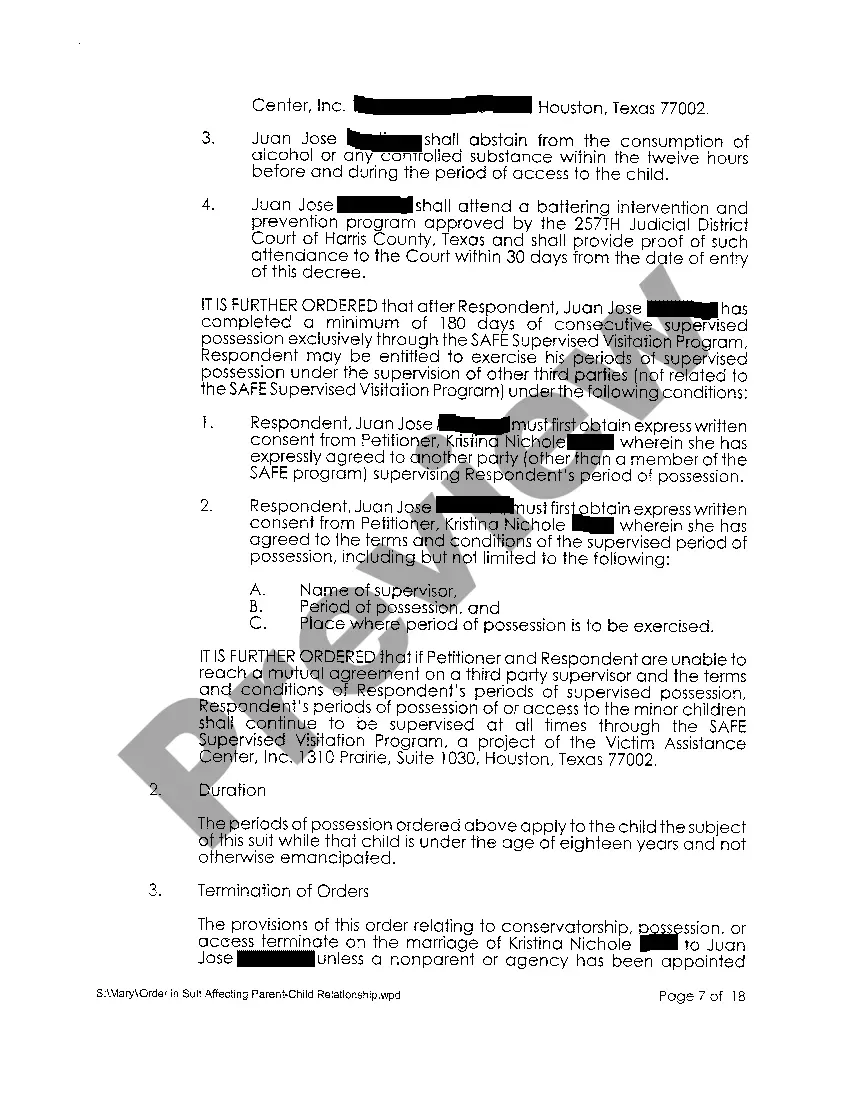 Preview A08 Order in Suit Affecting the Parent / Child Relationship