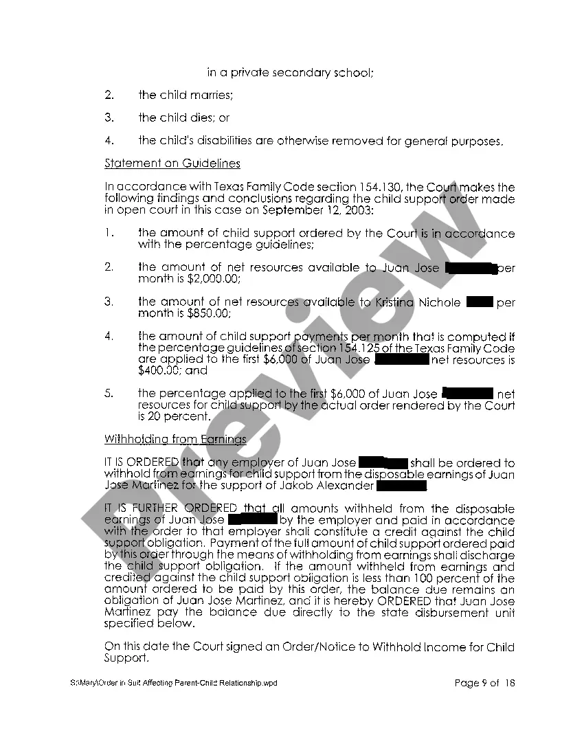 Preview A08 Order in Suit Affecting the Parent / Child Relationship