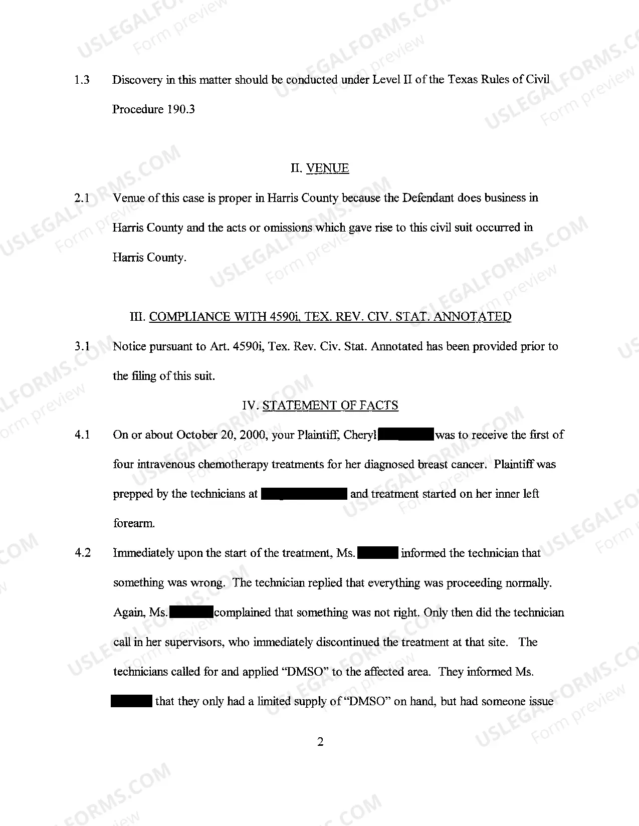 Preview A01 Plaintiff's Original Petition for Medical Malpractice