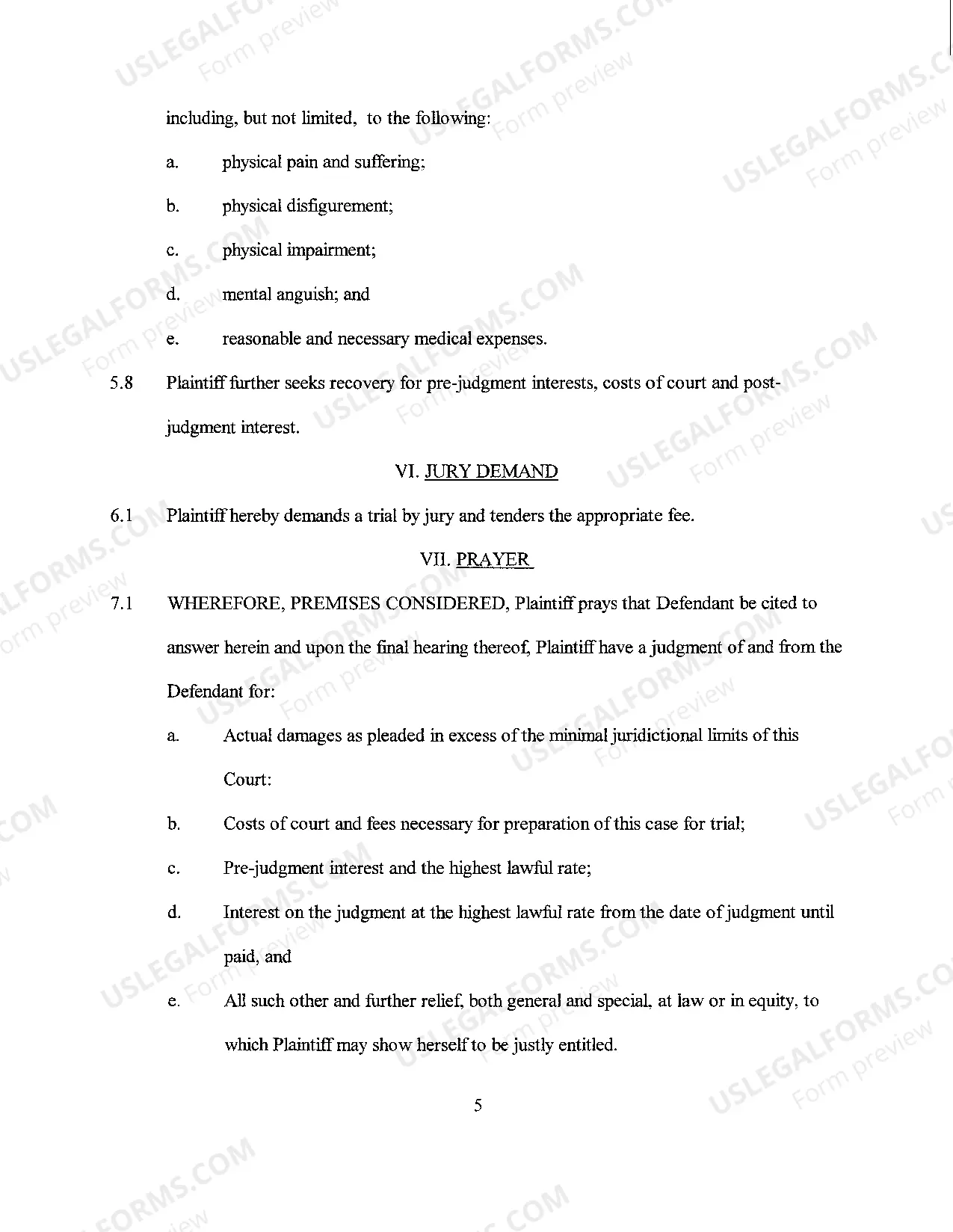 Preview A01 Plaintiff's Original Petition for Medical Malpractice