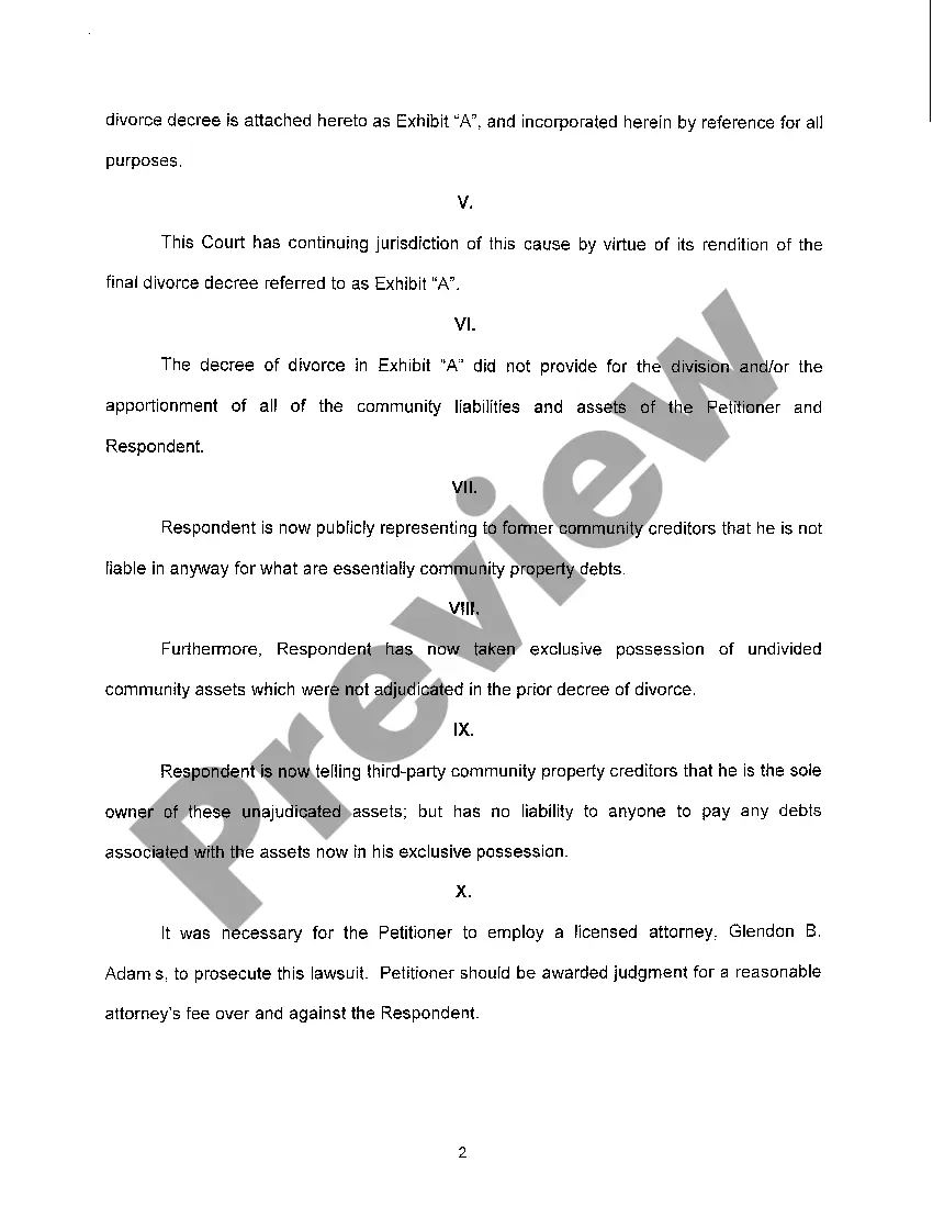 Preview A01 Petition to Partition Community Property