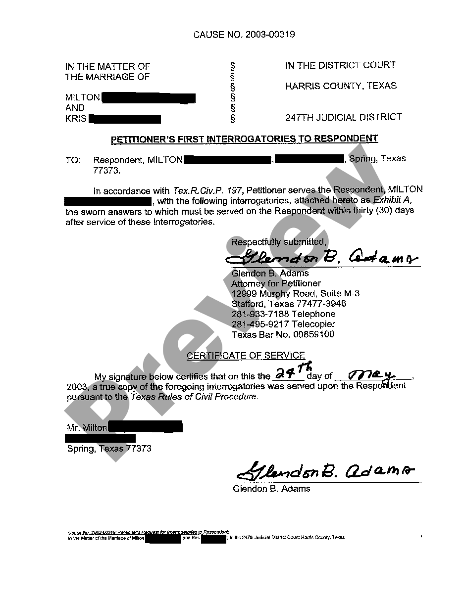 Texas Request for Disclosure to Respondent | US Legal Forms