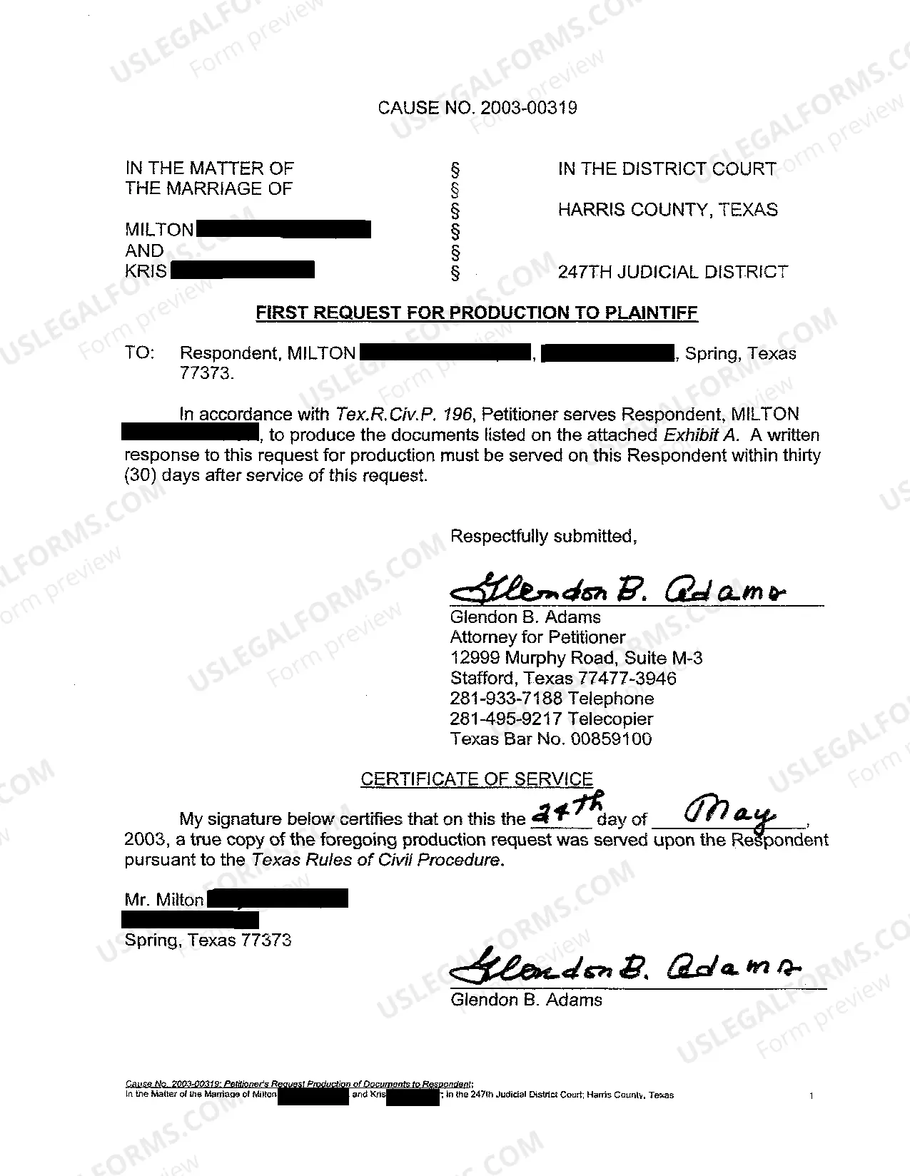 Preview A05 Request for Disclosure to Respondent