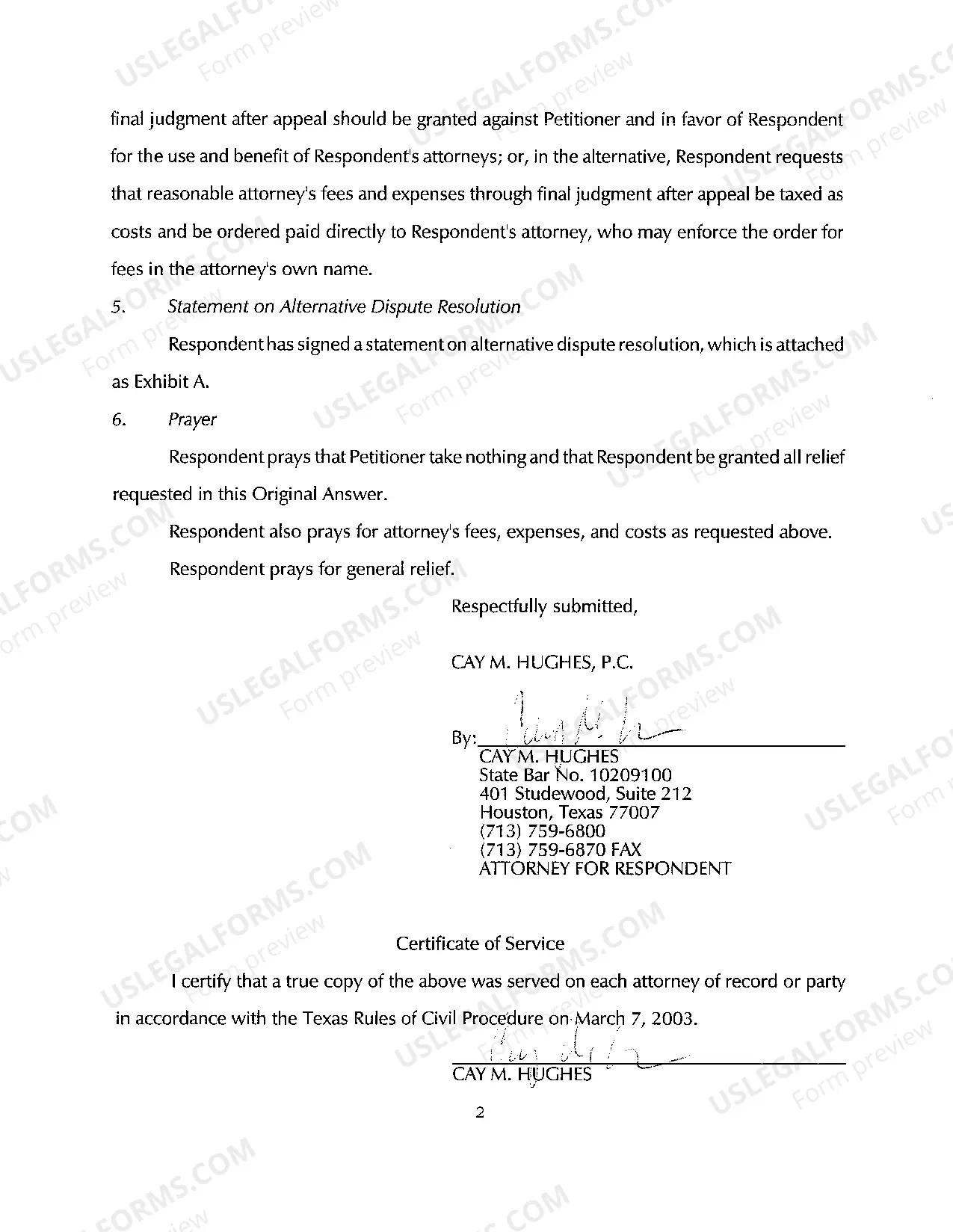 Preview A02 Respondent's Original Answer