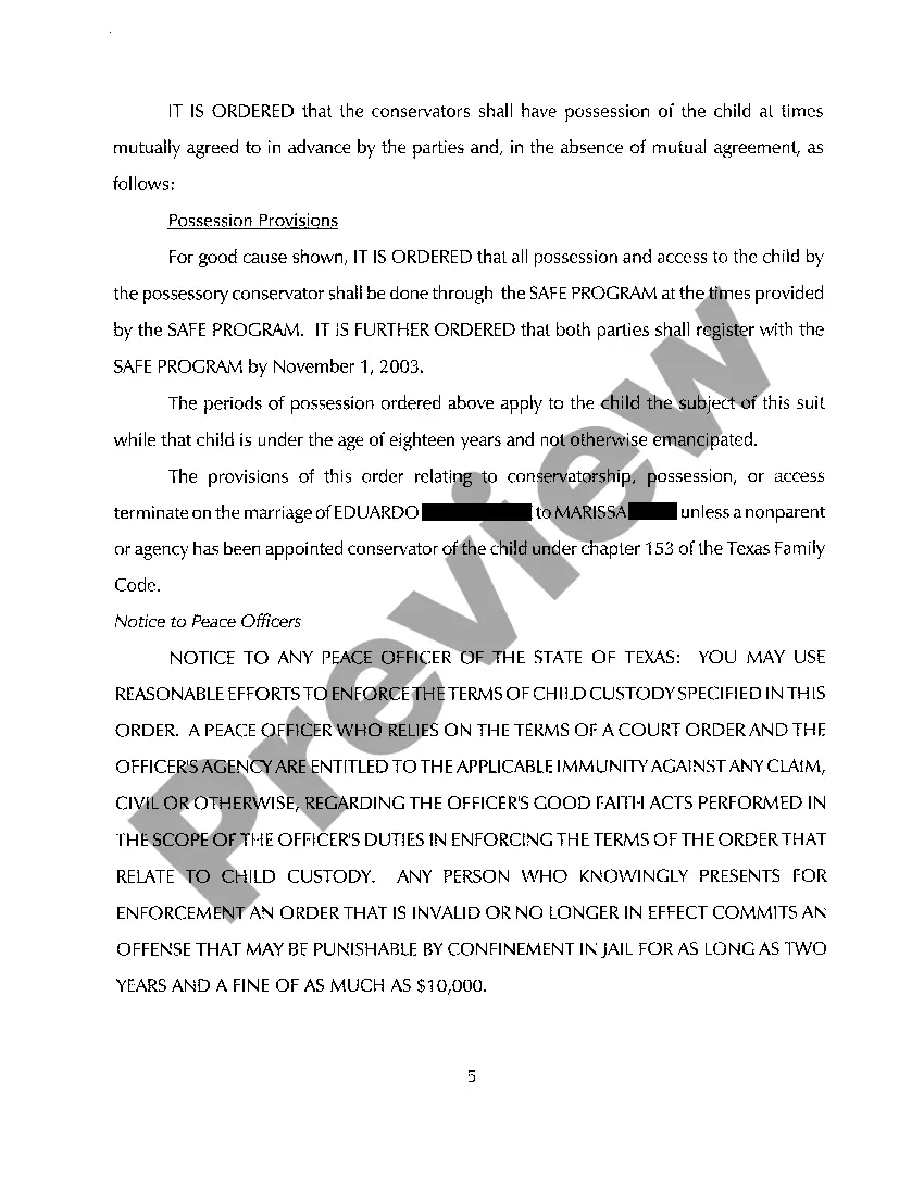 Preview A07 Order Affecting the Parent / Child Relations