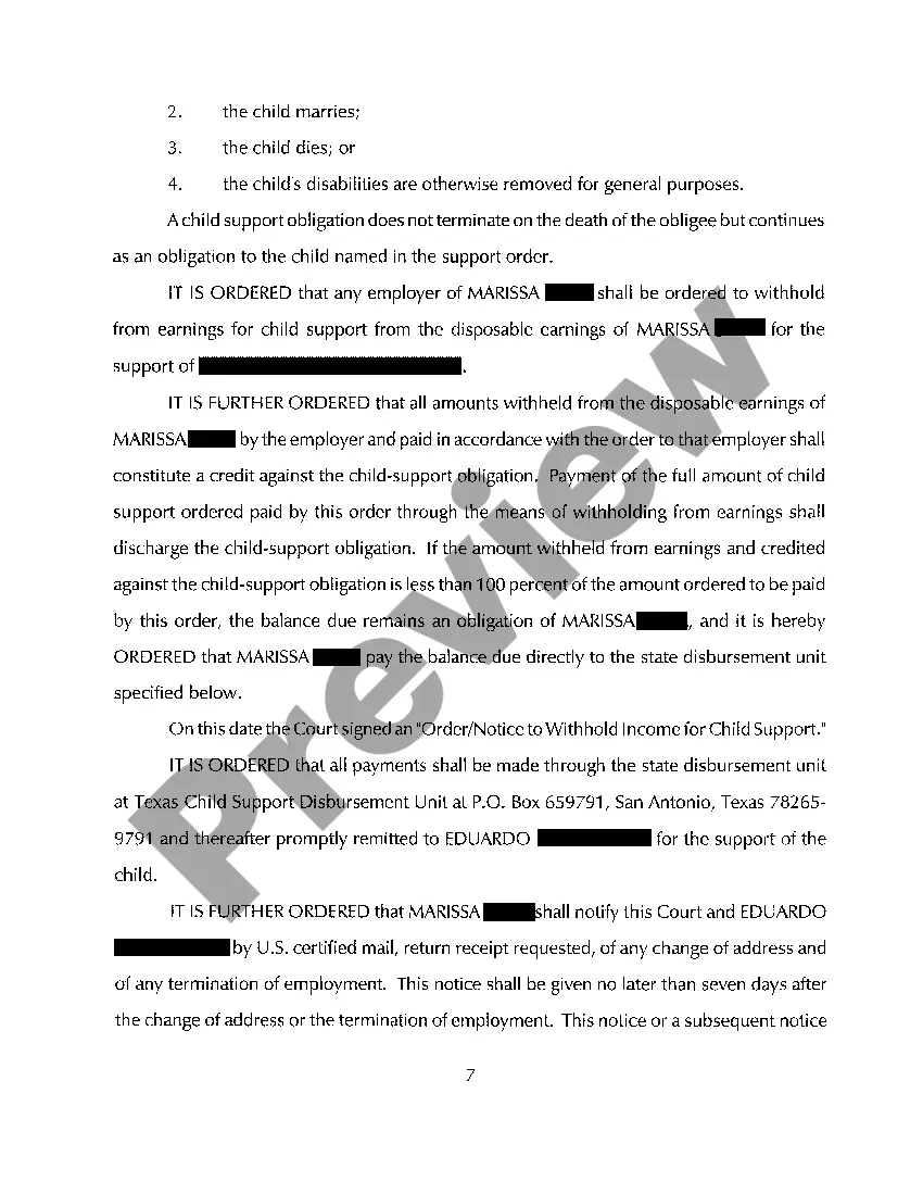 Preview A07 Order Affecting the Parent / Child Relations