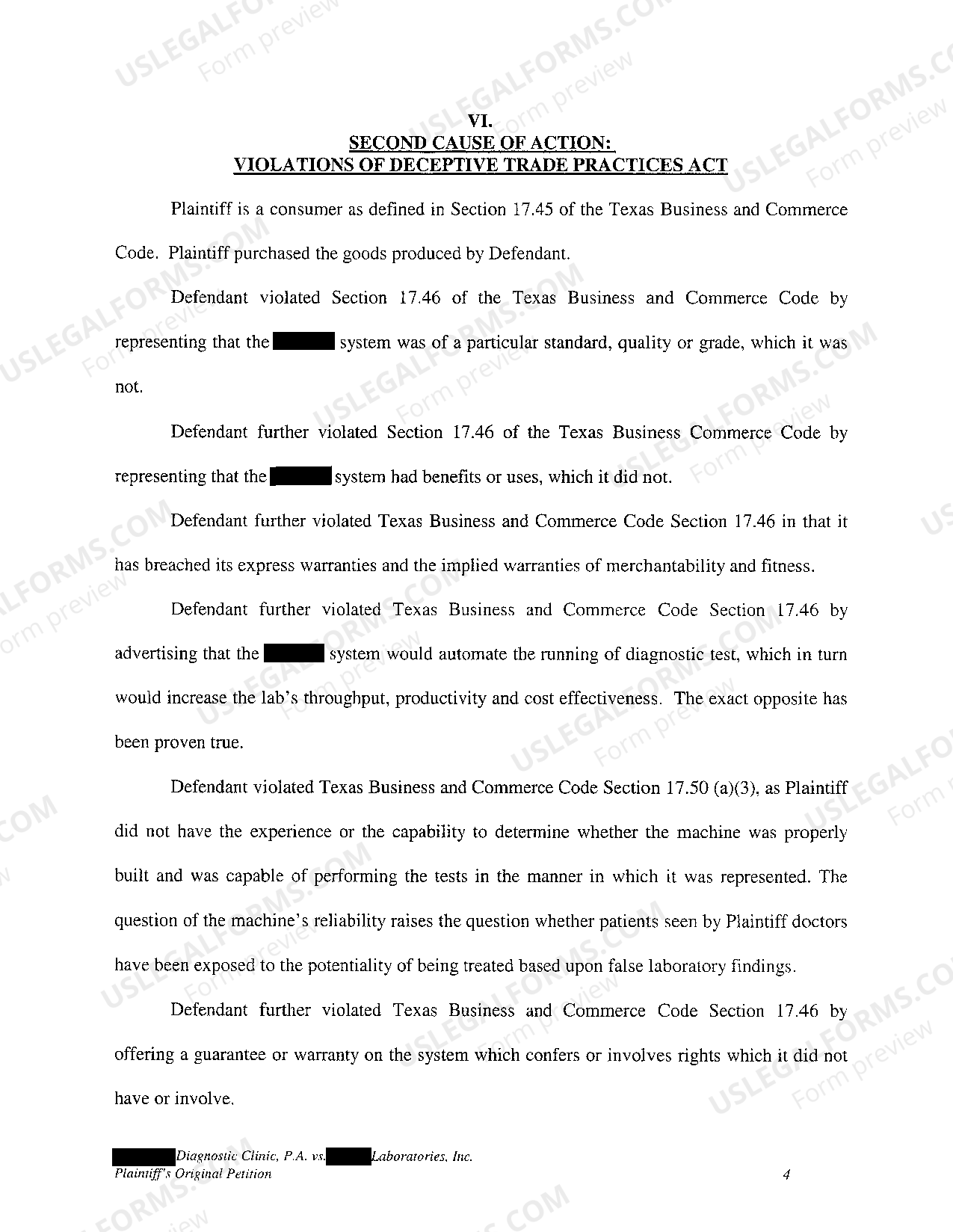 Austin Texas Plaintiff's Original Petition for Breach of Contract