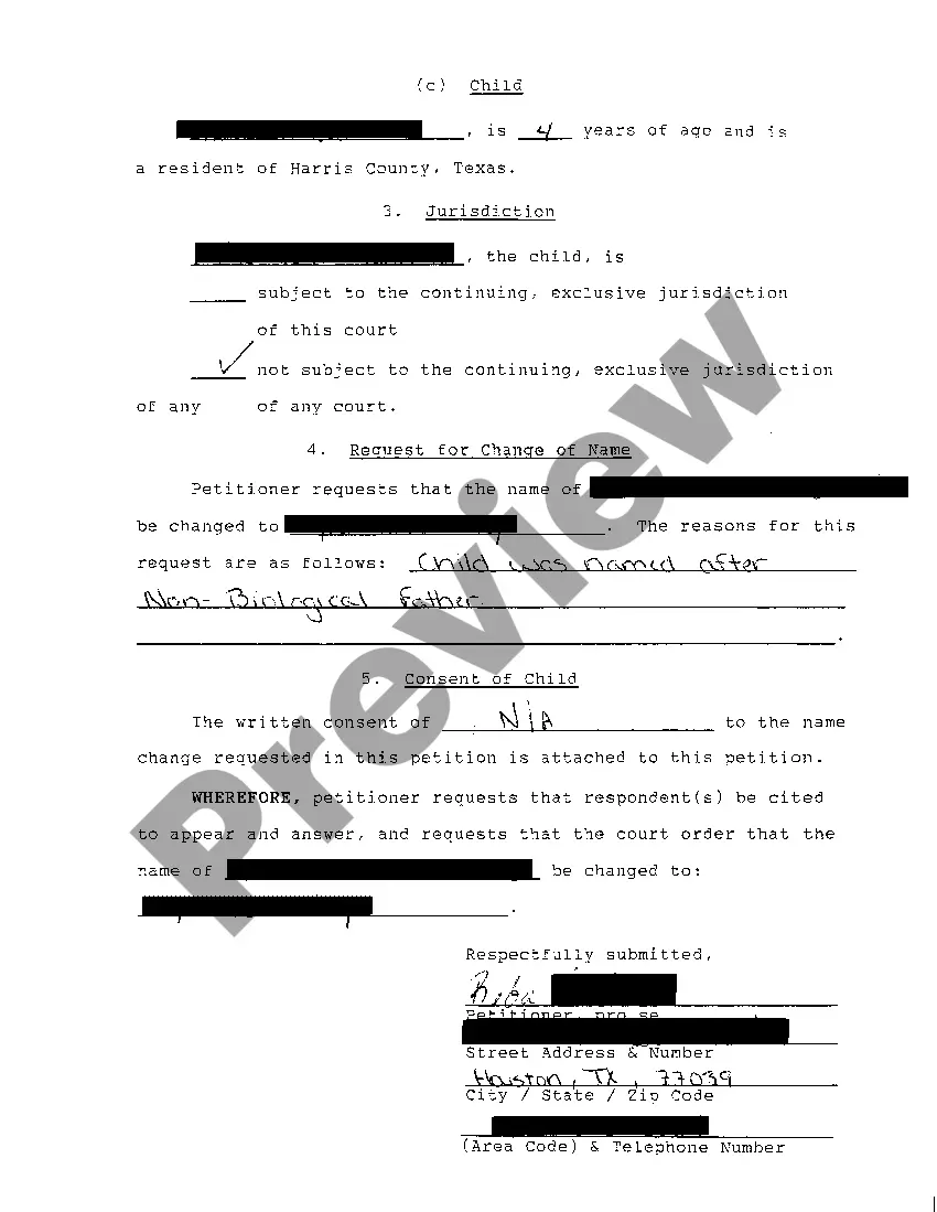 Preview A01 Original Petition for Change of Name of Minor